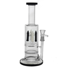 4 chuveiros de torre Honeycomb tubo de água de vidro para fumar (ES-GB-447)